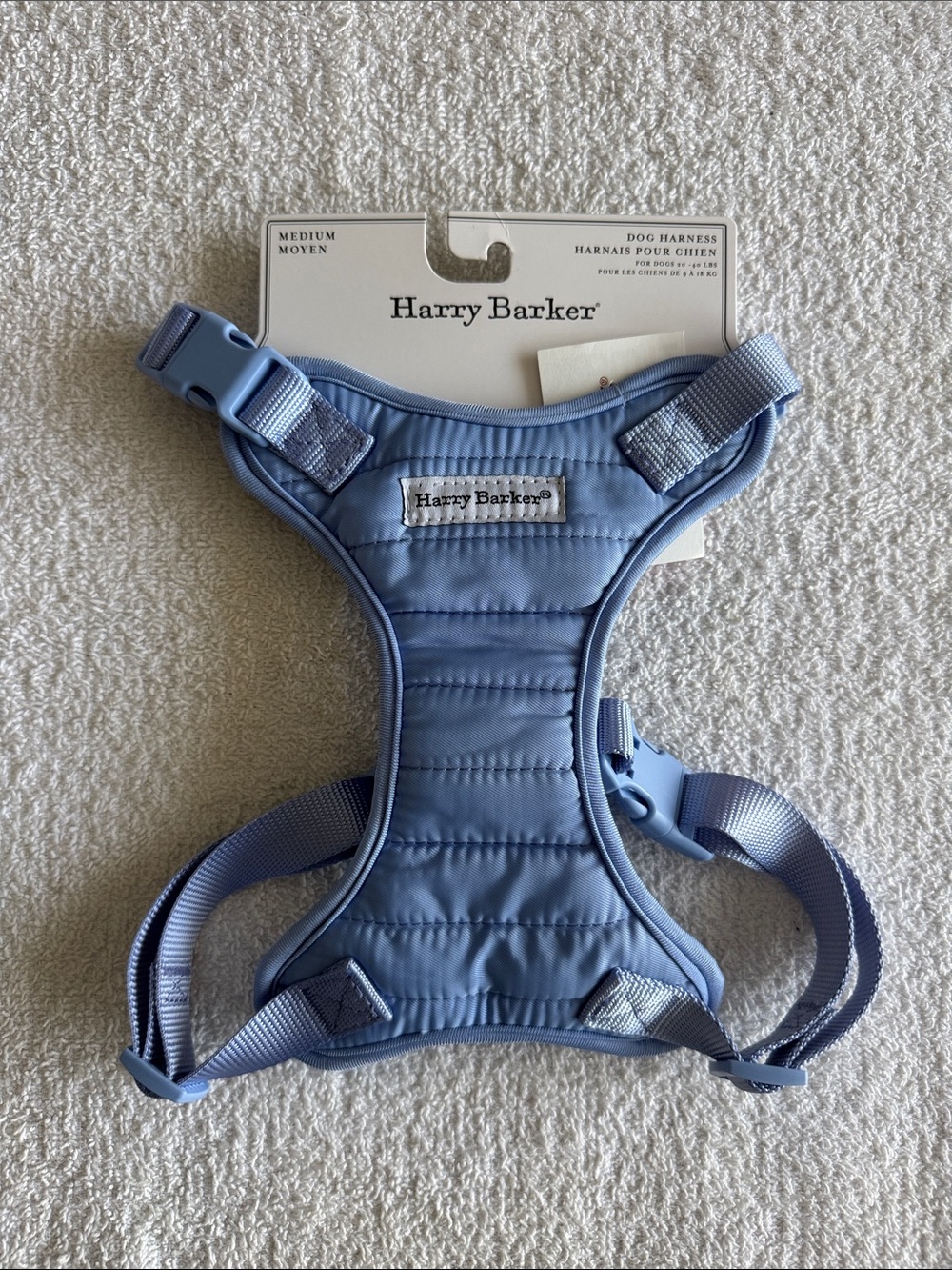 Harry Barker Padded Dog Harness in Dusty Blue